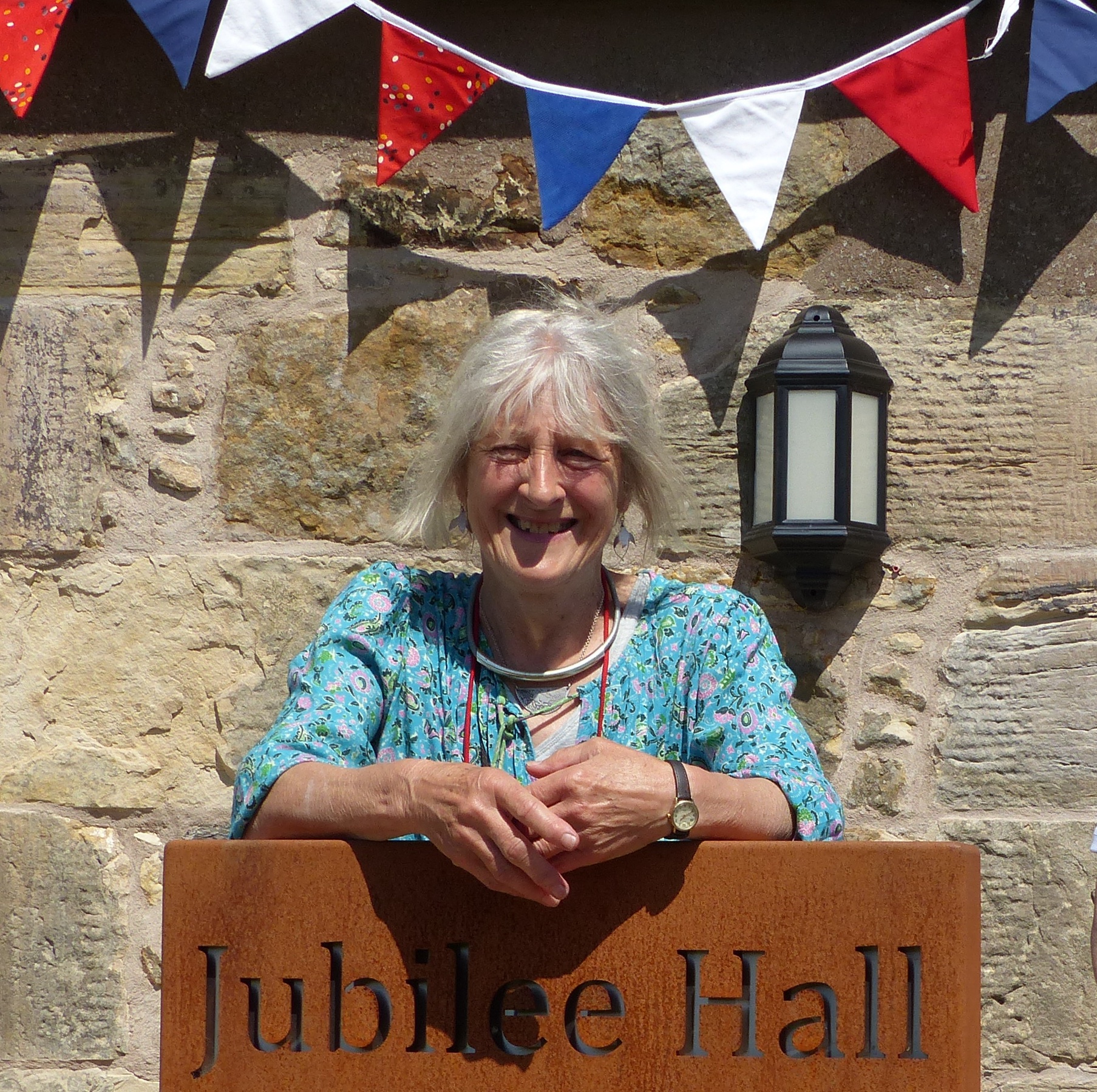 Aileen Nielson BKCT Chair in front of the refurbished Hall Aileen Nielson BKCT Chair in front of the refurbished Hall